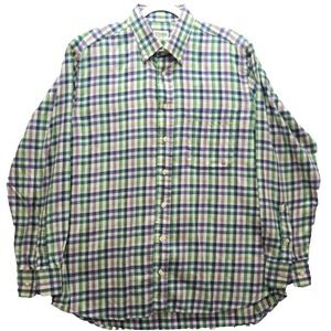 Gitman Bros Brushed Flannel Shirt Long Sleeve Sz L Purple Green And Gold Plaid